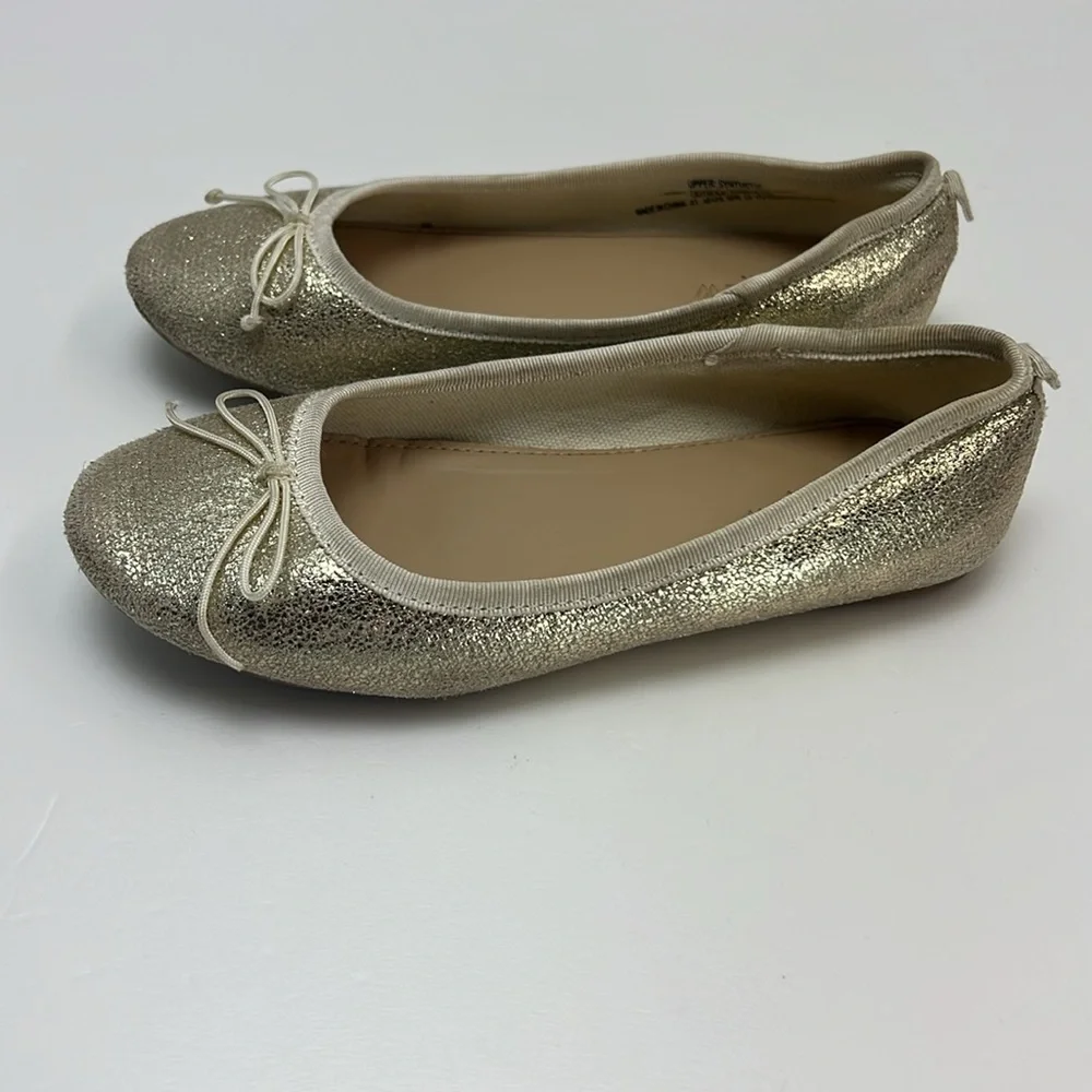Crewcuts Dress Shoes Gold Ballet Flats Metallic Girls Sparkly Event J. Crew